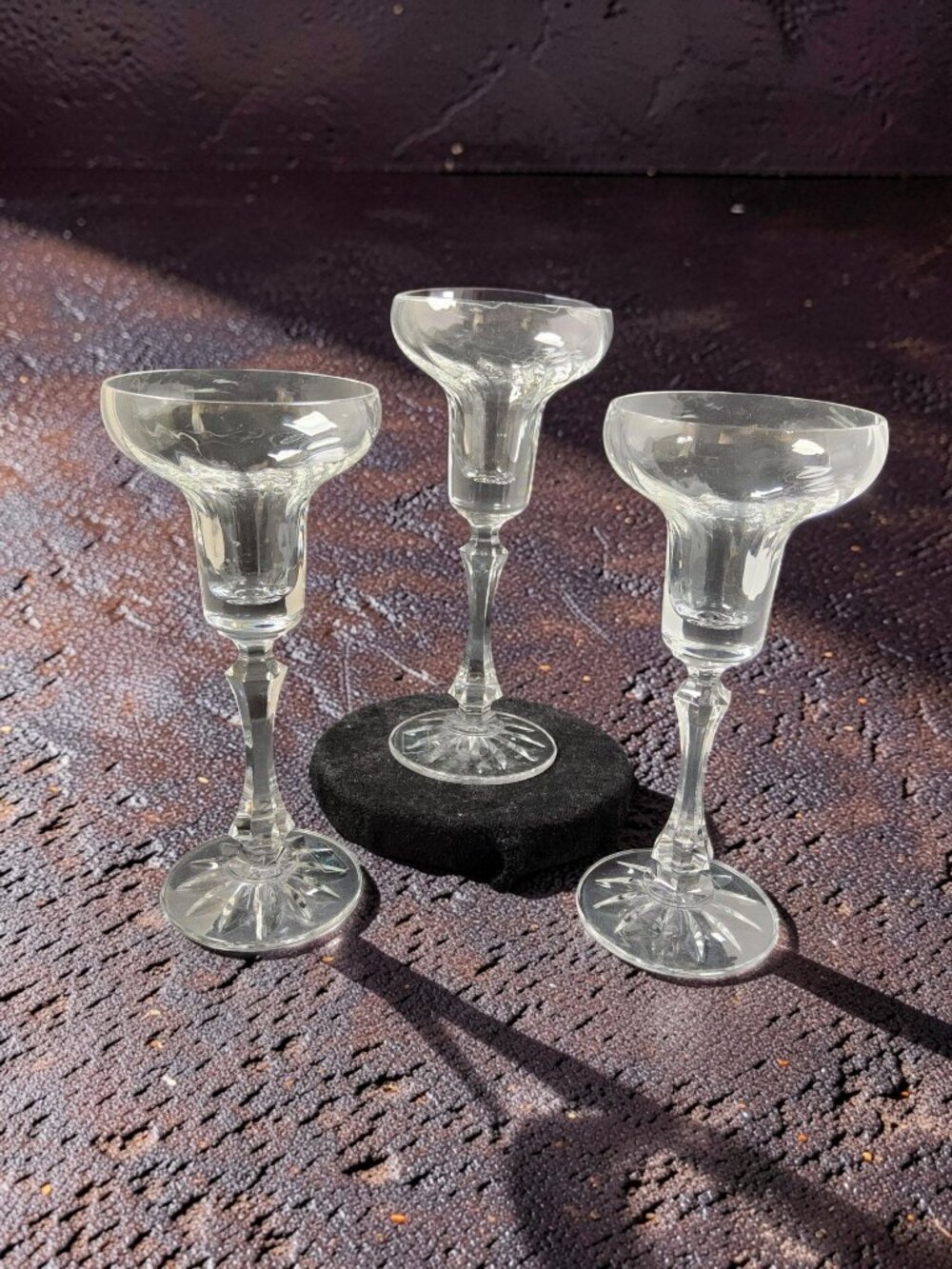 vintage set of 3 towle ardmore lead chrystal candlestick holders